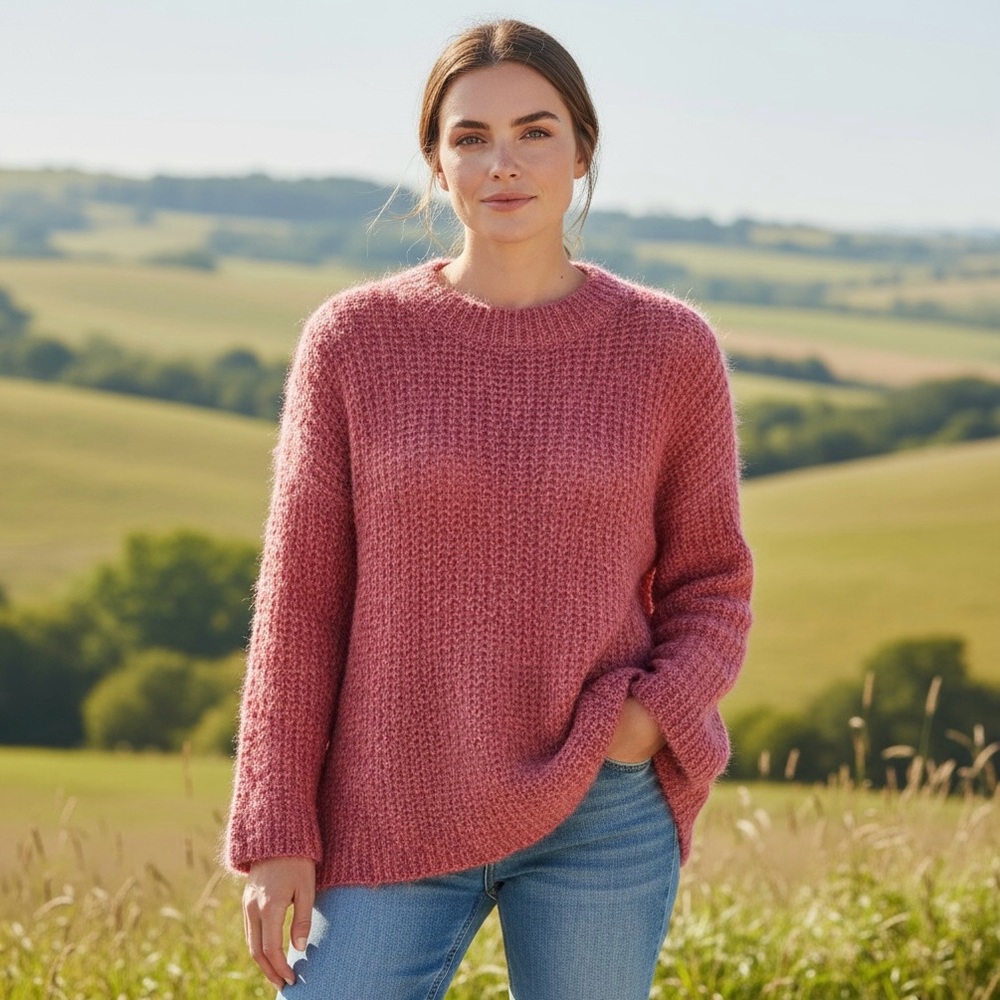 4//$40 Knox Rose Knit Lace‎ Trim Rose Pink Sweater